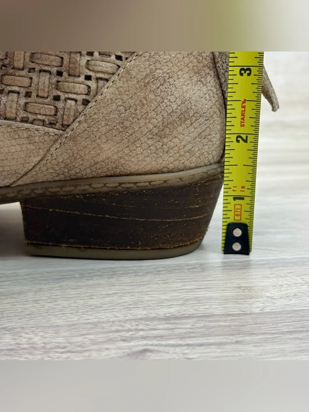 Not Rated Petra Woven Taupe Ankle Booties Size 9